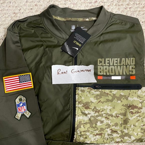 Nwt LARGE 100% Nike 2017 Cleveland Browns Salute To Service Sideline Jacket NFL - Picture 1 of 3